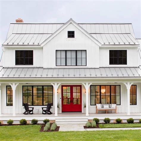 white colonial house with metal roof|contemporary metal roofing.